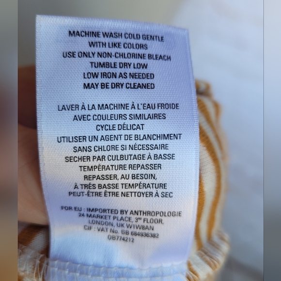 Anthropologie Maeve Mustard Striped Cowl Neck Sweater Sz M - Picture 6 of 6